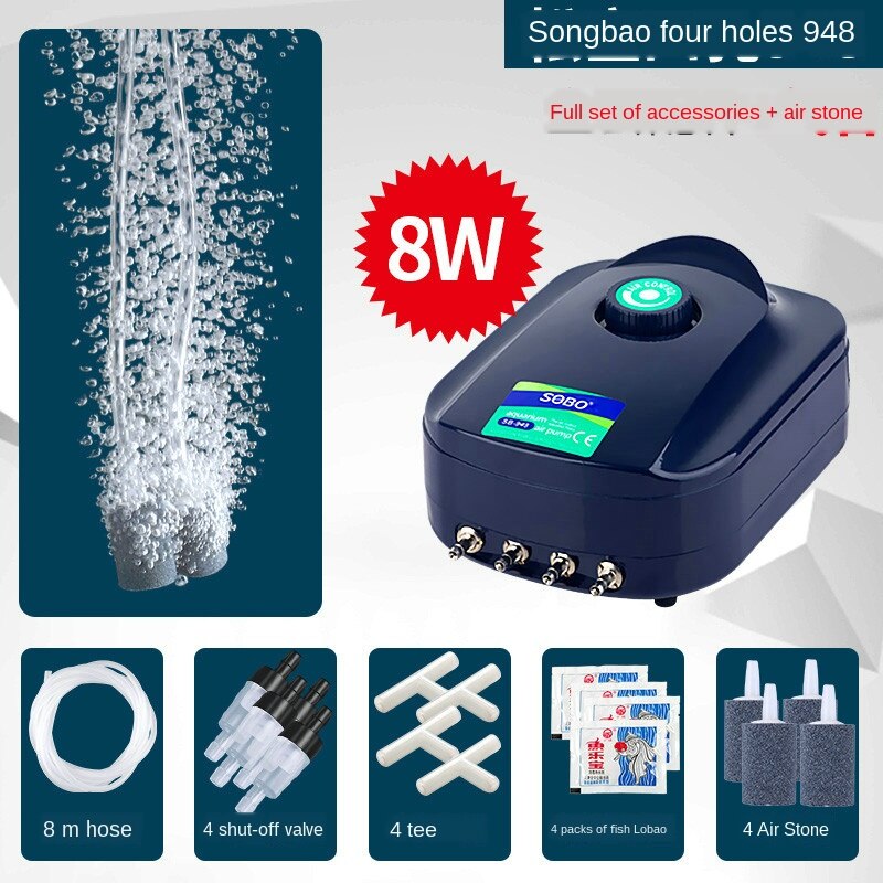 Regulating Fish Tank oxygen-increasing pump mute machine small oxygen-making machine for fish farming aquarium air pump: 948 and gift1