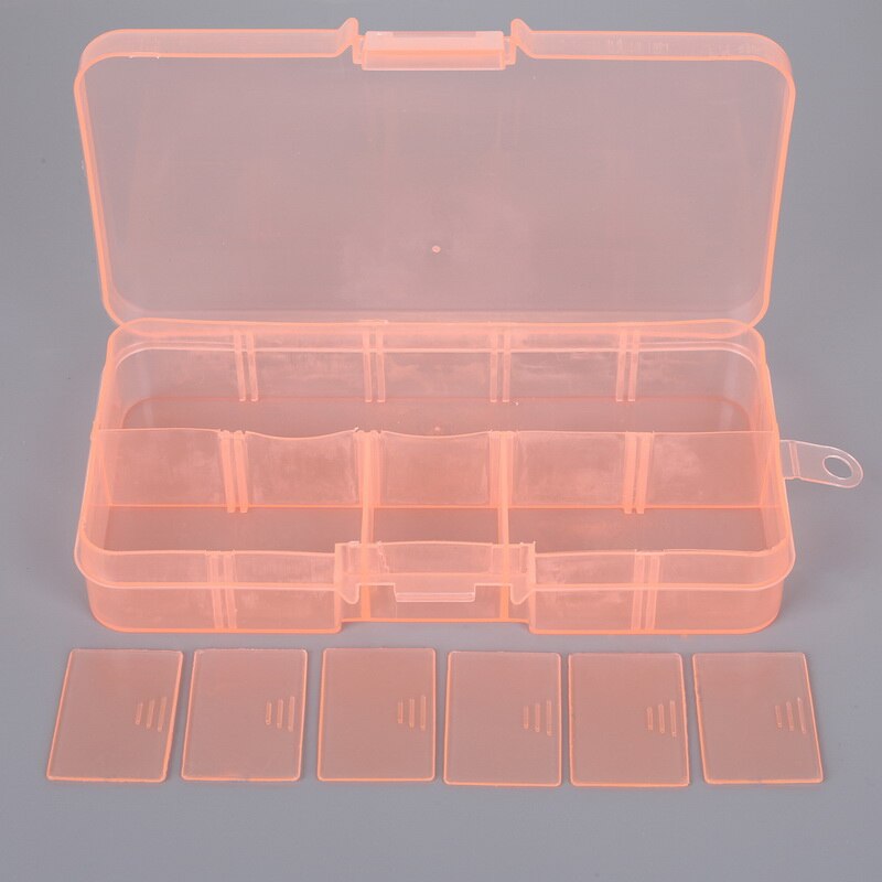10 células de armazenamento plástico caixa de jóias compartimento recipiente ajustável para contas brinco caixa para jóias retângulo caixa caso
