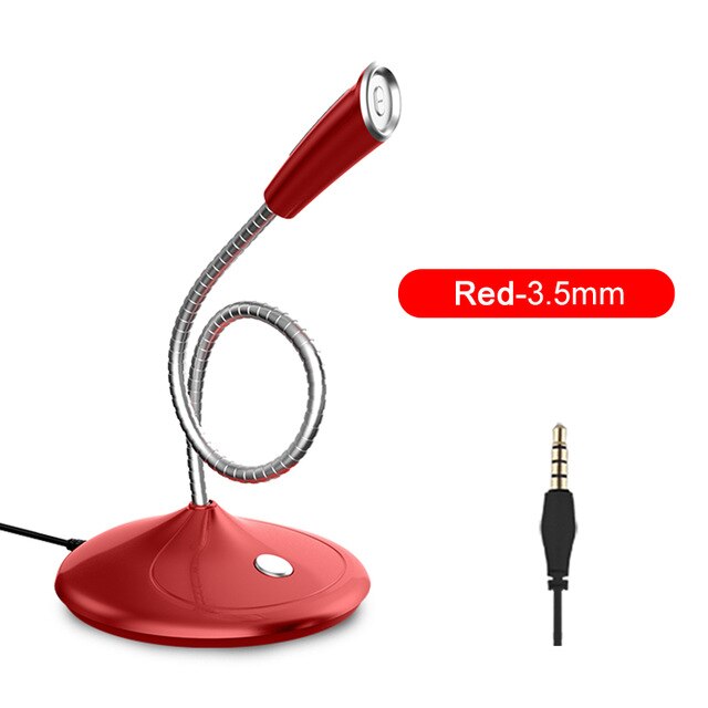 Popu Pine Computer microphone 360° adjust freely Studio Speech Microphone Gaming Chatting USB Microphone Desktop PC Laptop: Red 3.5
