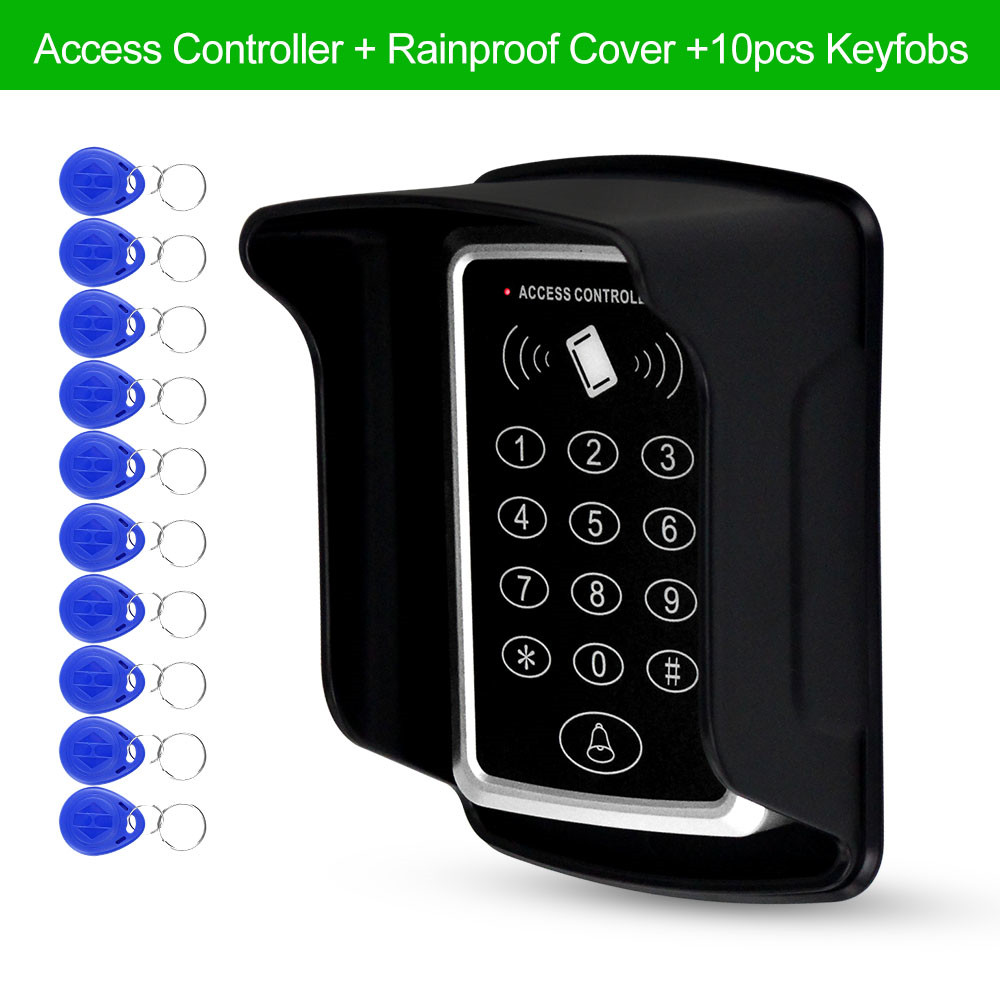 Waterproof RFID Access Control Keypad Outdoor Rainproof Cover 125KHz EM Card Reader 10pcs Keyfobs For Door Access Control System: Keypad Cover Keys