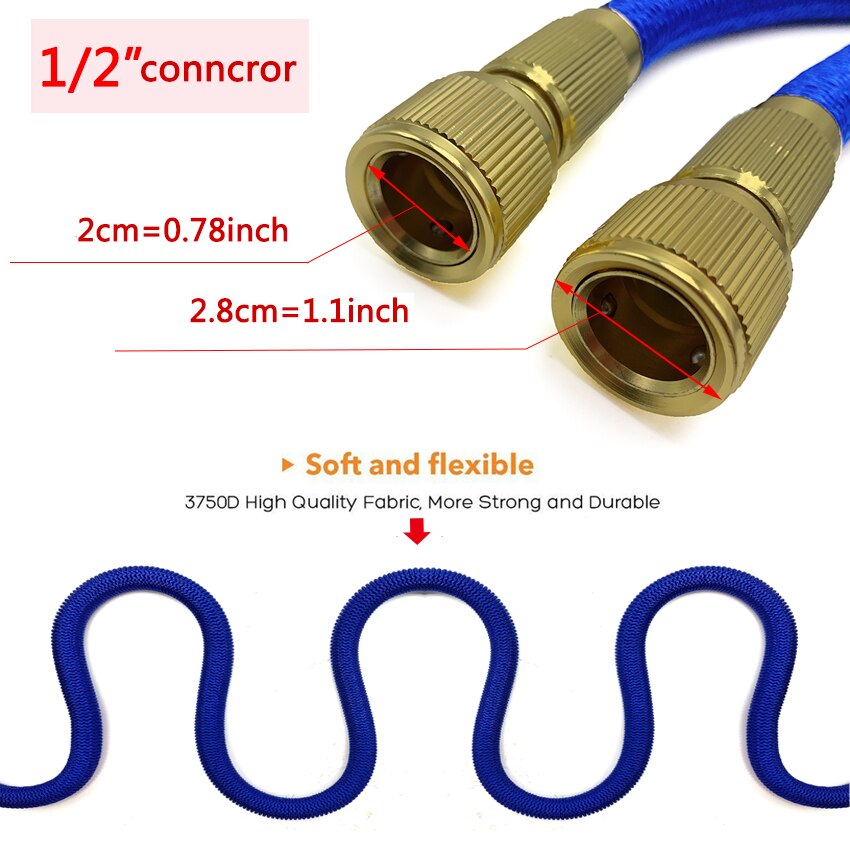 15FT-100FT Garden Hose Expandable Flexible Water Hoses Plastic Hose Pipe With Spray Gun Watering Three Layer TPE