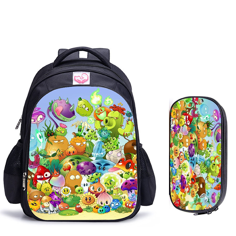 Mochila escolar de 16 pulgadas Plants VS Zombie Mochila escolar de juego para niñas niños Mochila de libro mochilas de hombro Mochila Infantil