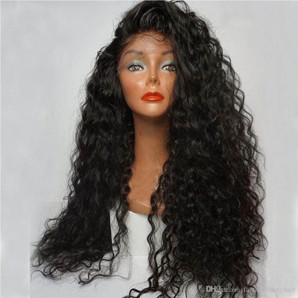 Fantasy Beauty-Peluca de pelo sintético con malla frontal prearrancada, 180% Denstiy, sin pegamento, rizada, fibra resistente al calor, con pelo de bebé
