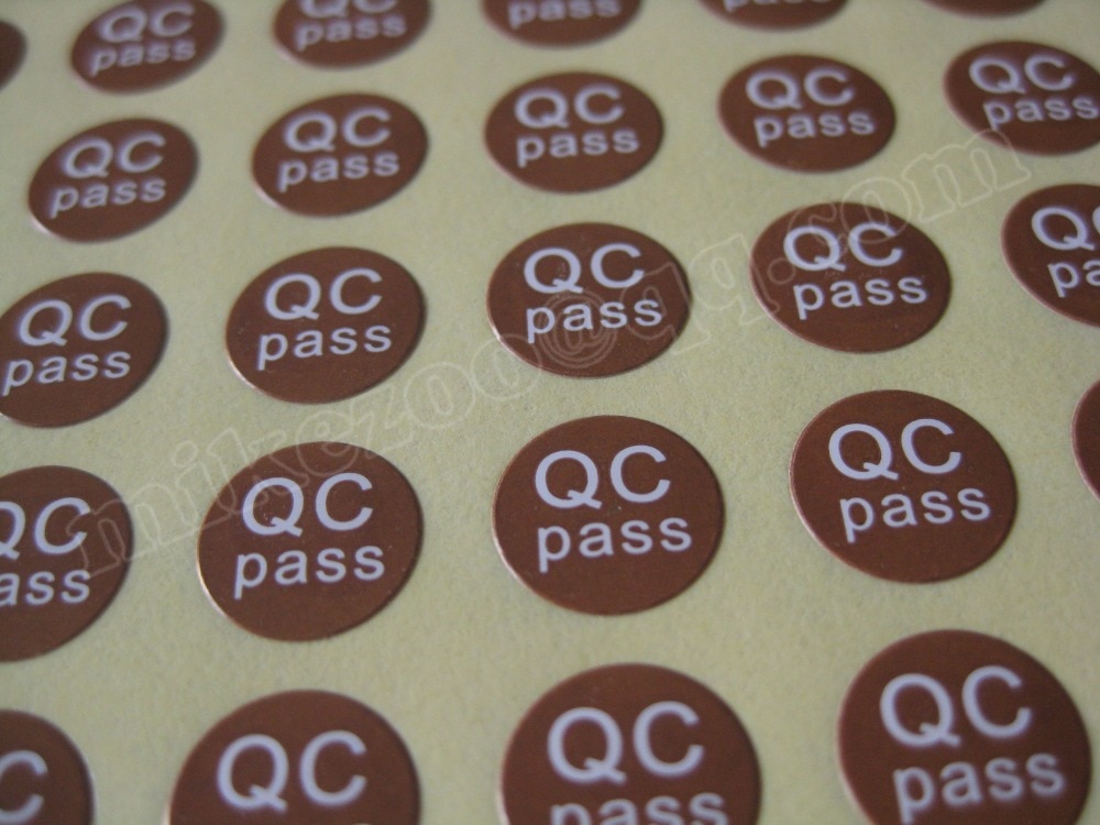 3000pcs/lot QC PASS Diameter 10mm Self-adhesive paper label sticker for factory control, Item No. GU08