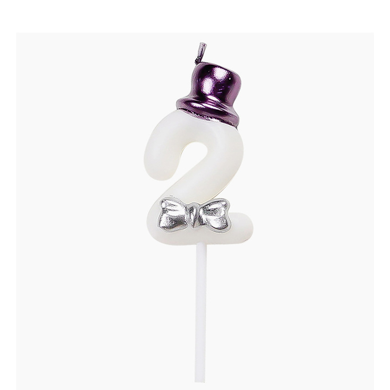 Bougie d'anniversaire numéro 0-9, 1 pièce, joyeux gâteau s pour fête, gâteau couronne/enfants, outils de décoration de mariage pour adultes: Top hat 2