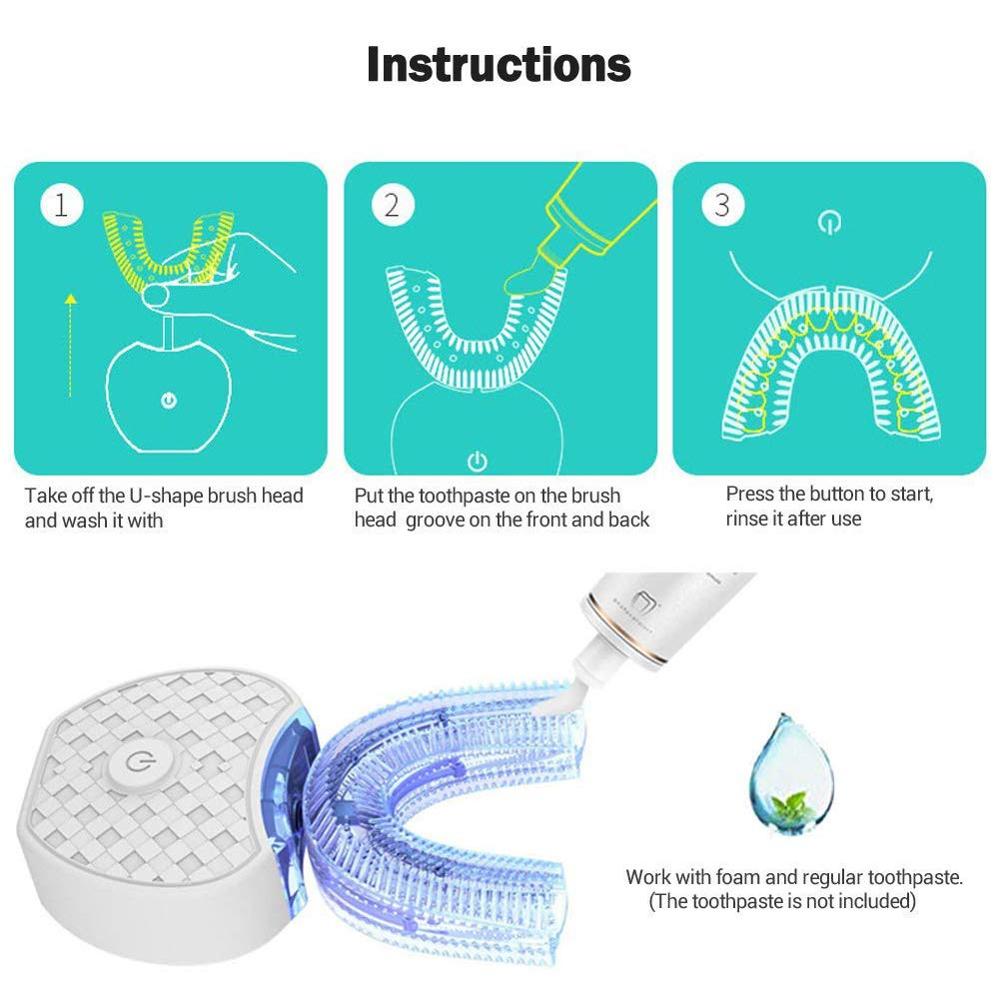 Tanden Whitening Blauw Licht U Ultra Sonic Elektrische Tandenborstel Usb Opladen Intelligente IPX7 Waterdichte Automatische Sonic Tandenborstel