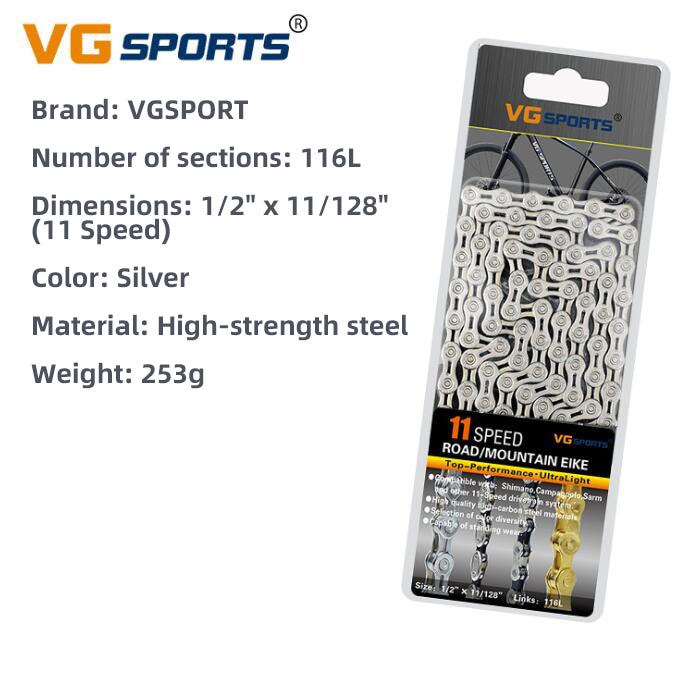 Bicycle Chains 8 9 10 11 Speed Velocidade Titanium Plated Ti Gold Silver Mountain Road Bike MTB Chain Part Cycling 116L: 11S-Silver