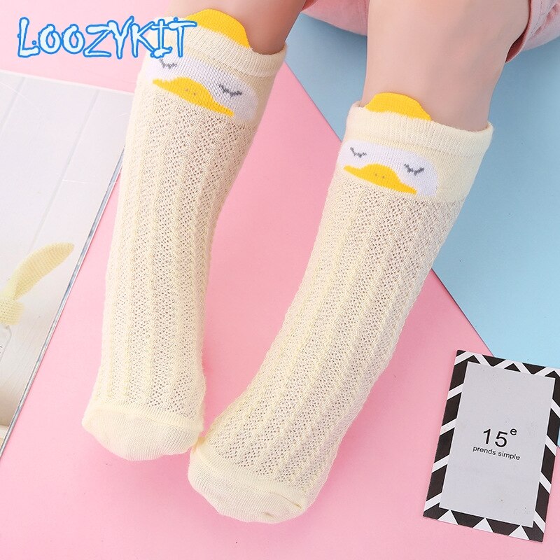 Zomer Babysokjes Mesh Lange Sockd Voor Baby Jongens Meisjes: Yellow / S