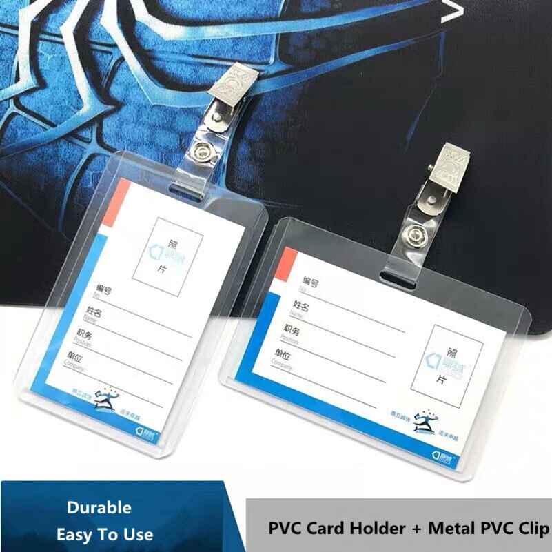 Heavy Duty Clear Transparent Plastic PVC Vertical ID Card Name Badge Holder Sleeve Pouch with Waterproof Type Resealable Zip