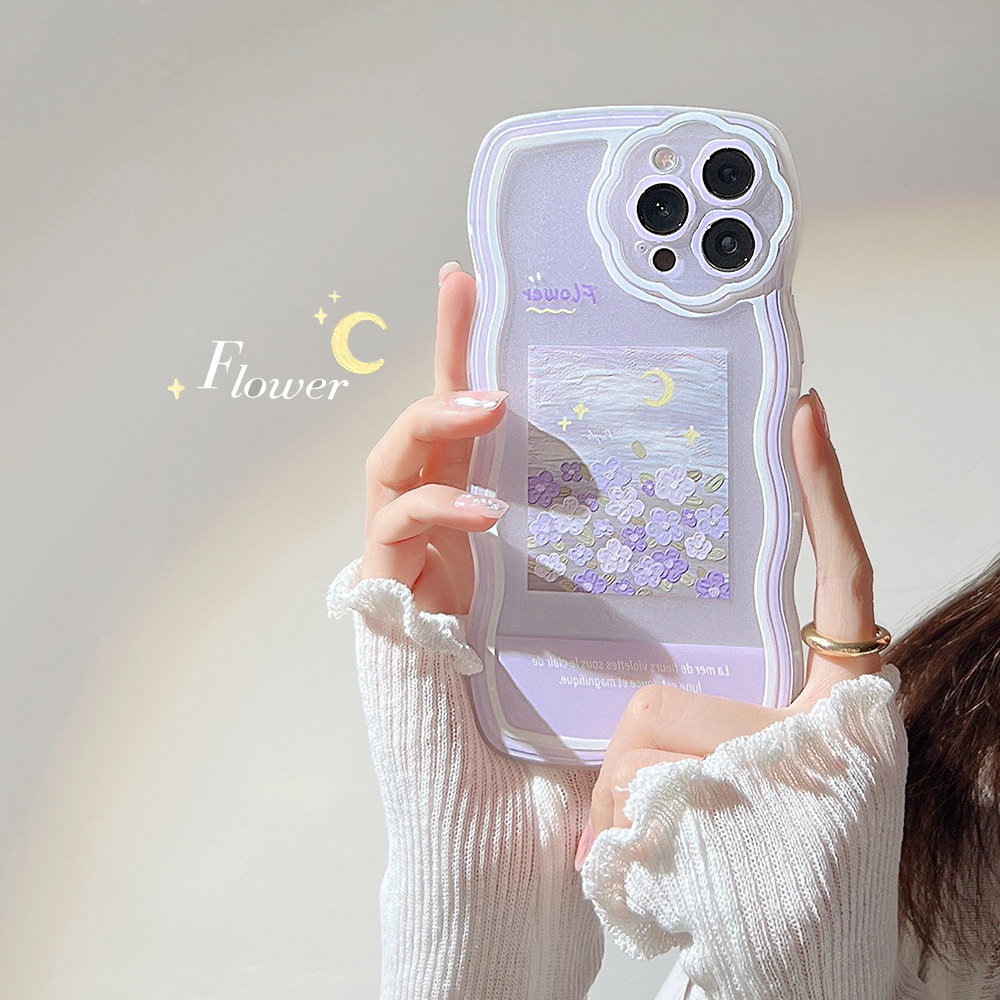 Romantic Oil Painting Flower Phone Case with Lanyard for iPhone 14 13 12 11 Pro Mini XS Max 8 7 Plus SE XR Shockproof Cover: PE / black
