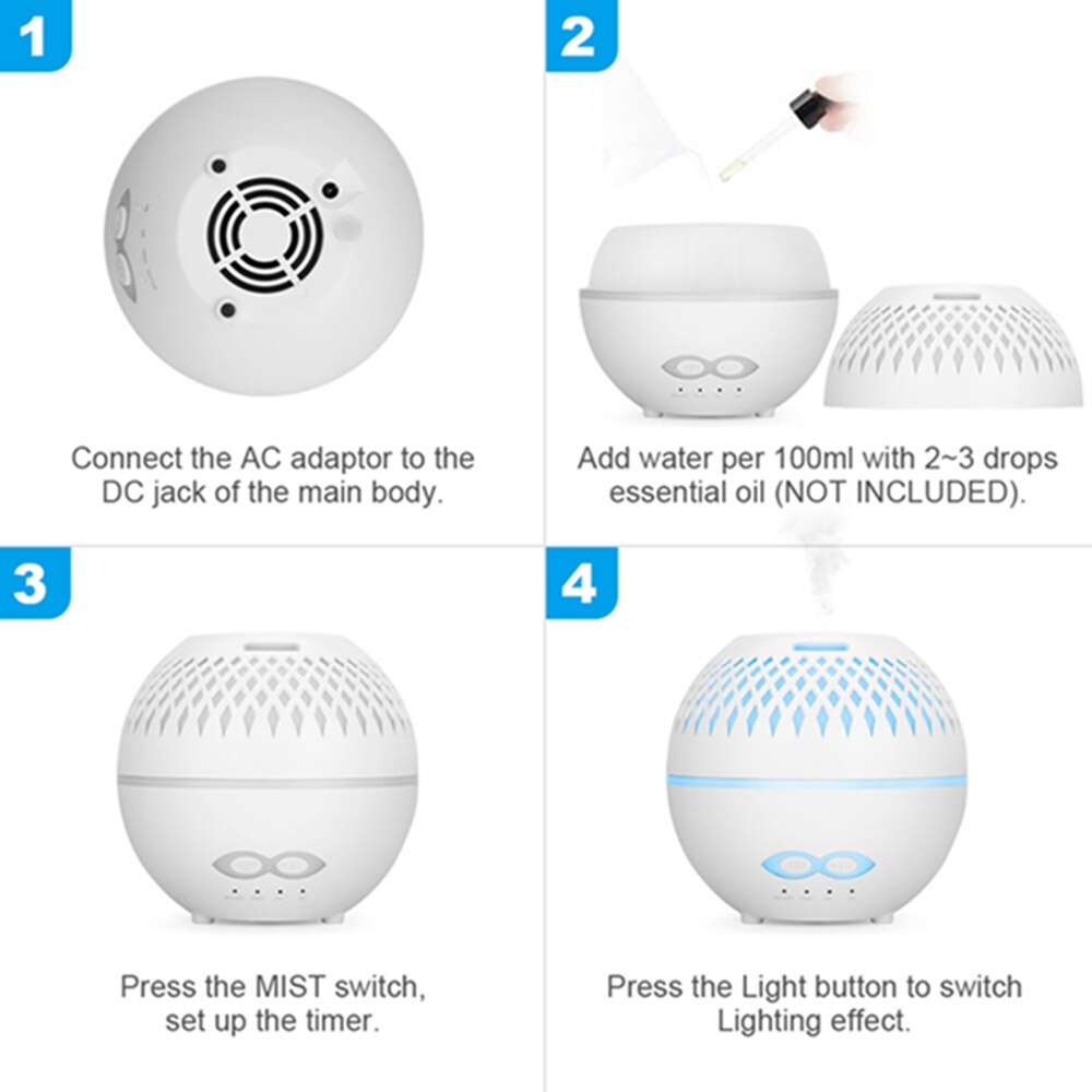 Aroma Fragrance Diffuser Aromatherapy Ultrasonic Remote Control Humidifier for Home Flavoring Environment Electric Night Light