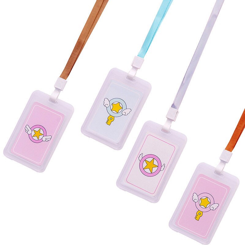 16 Styles Lovely Transparent ID Card Badge Holder Practical Kids Student Use Name ID Card Case Cover With Long Lanyard