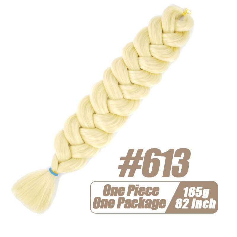 Más allá de cabello trenzado sintético de una pieza, trenza de fibra térmica de 82 pulgadas, 165g, extensiones de cabello trenzado Jumbo de ganchillo de Color puro: #613 / 6 unids/lote