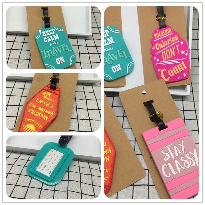 Blijf Kalm Bagagelabel Mode Vrouwen Silicagel Koffer Id Adres Holder Bagage Boarding Tag Draagbare Label Reizen Accessoires