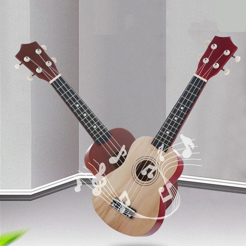 Ukelele de madera para principiantes, 21 pulgadas, con cuerdas de selección, Kit de iniciación para niños, instrumentos musicales, ukelele educativo de tilo