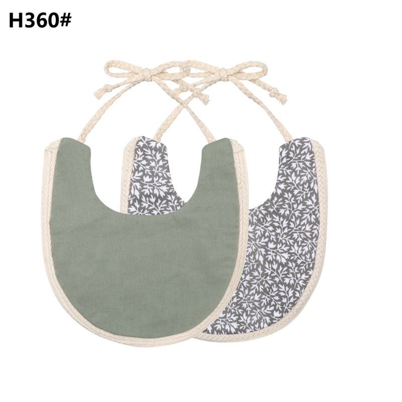 Floral Vintage Newborn Double Side Bibs Boys Girls Bandana Cotton Saliva Towel Baby Tassel Saliva Towel Double Side Bibs: H360