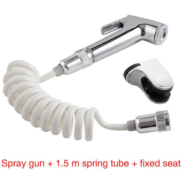 Handheld Toilet bidet sprayer kit Bathroom Self Cleaning ToiletBidet Shower Head Pressurized flushing nozzle Showers Spring Hose: D