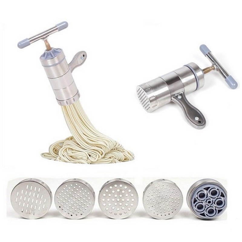 Máquina de fideos de Pasta de Fabricante de fideos de acero inoxidable, máquina de prensado de fideos de 5 modos hecha a mano, Para Hacer fideos, prensa de frutas