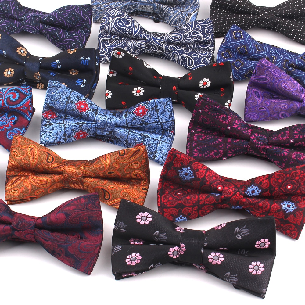 Pajarita clásica de Jacquard para hombre, pajaritas florales para adulto, de boda y negocios, trajes de mariposa, novedad