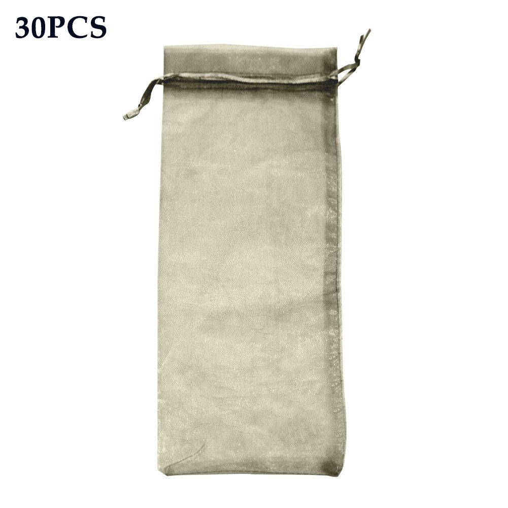 30pcs Packaging Bottle Cover Fine Mesh Wrapping Transparent Wine Bag Organza Party Wedding Pouch Drawstring: Army Green