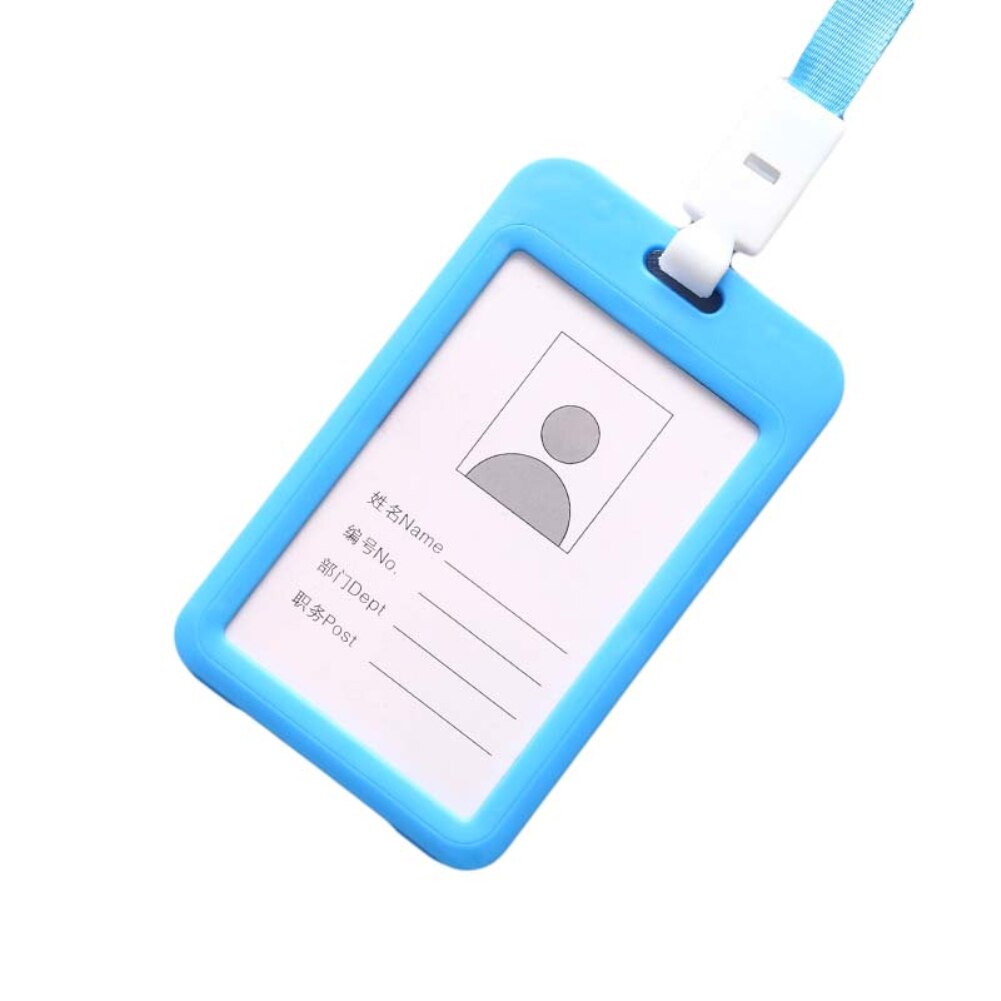 Work Card Holders With Rope Aluminium Alloy Card Holder Employee Name ID Card Cover Metal Work Certificate Identity Badge: Lighe Blue