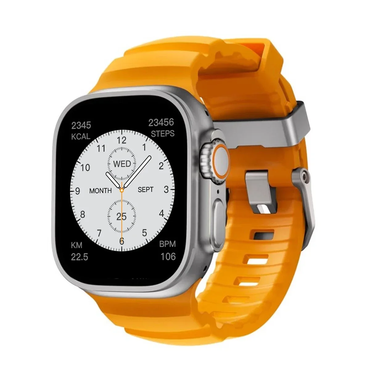 Correa deportiva de silicona para Apple Watch Ultra 2 10 9 8 7 6 SE 5 4, pulsera de Metal de titanio para iWatch 42mm 44mm 45mm 46mm 49mm: Black Yellow / 18 mm