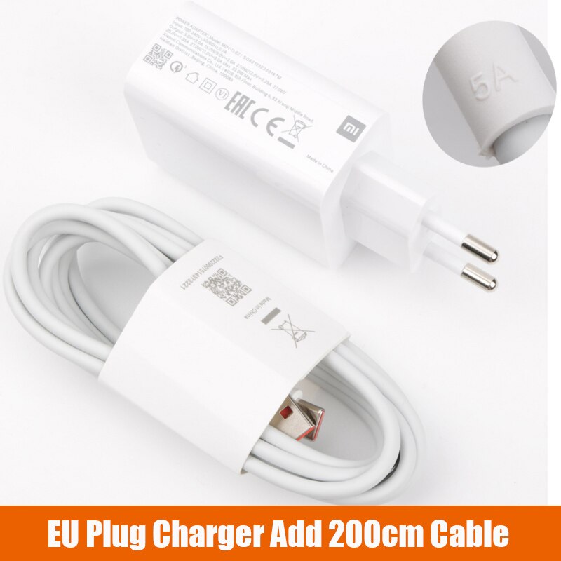 33W charger xiaomi eu Turbo Charge type C cable For Xiaomi redmi note 9 pro POCO X3 nfc Mi 10 9 9t pro note 10 10X LITE: EU add 200cm cable