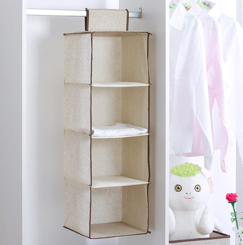 Hanging Closet Organizer Storage 6-Shelf, Easy Mount Foldable Hanging Closet Wardrobe Storage Shelves,Shoes Accessories Storage: 4 shelves27X27X80
