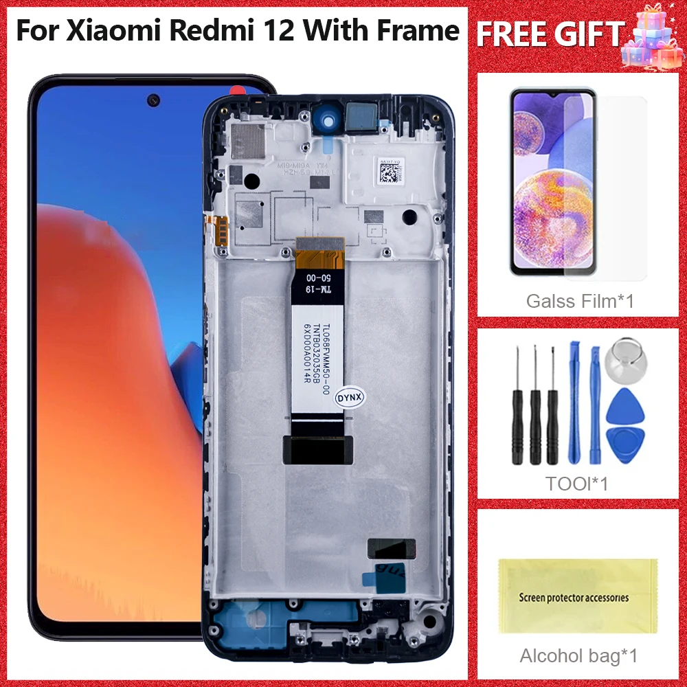 6.79" AMOLED For Xiaomi Redmi 12 LCD Display Touch Screen With Frame Digitizer Assembly 23053RN02A 23053RN02Y Screen