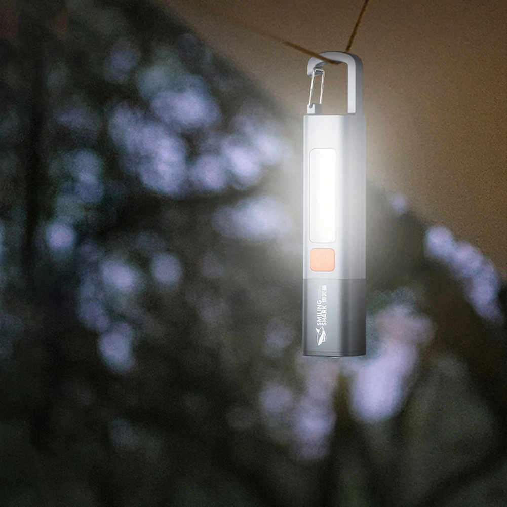 Led campinglommelygte bærbar håndholdt lys type c usb genopladelig mini letvægtslommelygte 3 lystilstande til udendørs camping