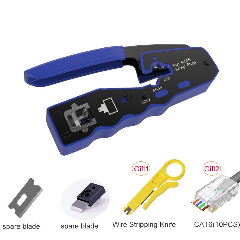 RJ45 UTP Crimper Network Tools Ethernet Cable Stripper Through-hole Connector CAT5/6/7/8 Pliers Pressing Wire Clamp Tongs Clip: Network cable clamp2