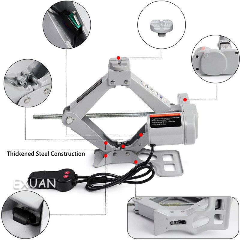 The upgraded version of multi-function jack lifting tool, 12V jack for trucks, and durable electric scissor jack for automobiles