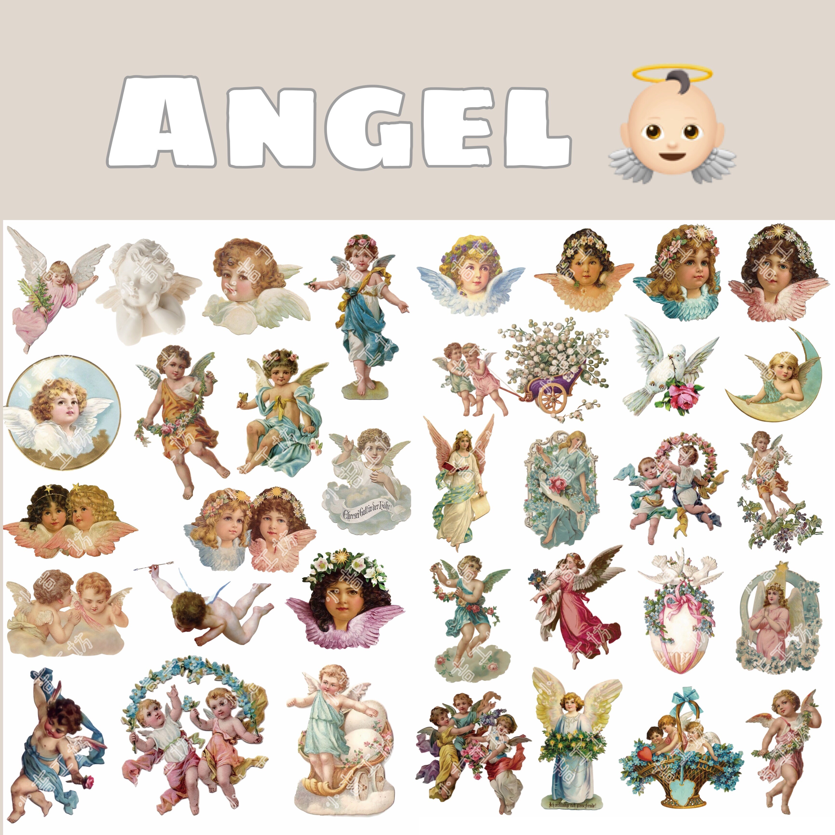 35 stück engel-aufkleber, bastel- und scrapbooking-aufkleber, buch-, schüler-etiketten, dekorative aufkleber, diy-schreibwaren