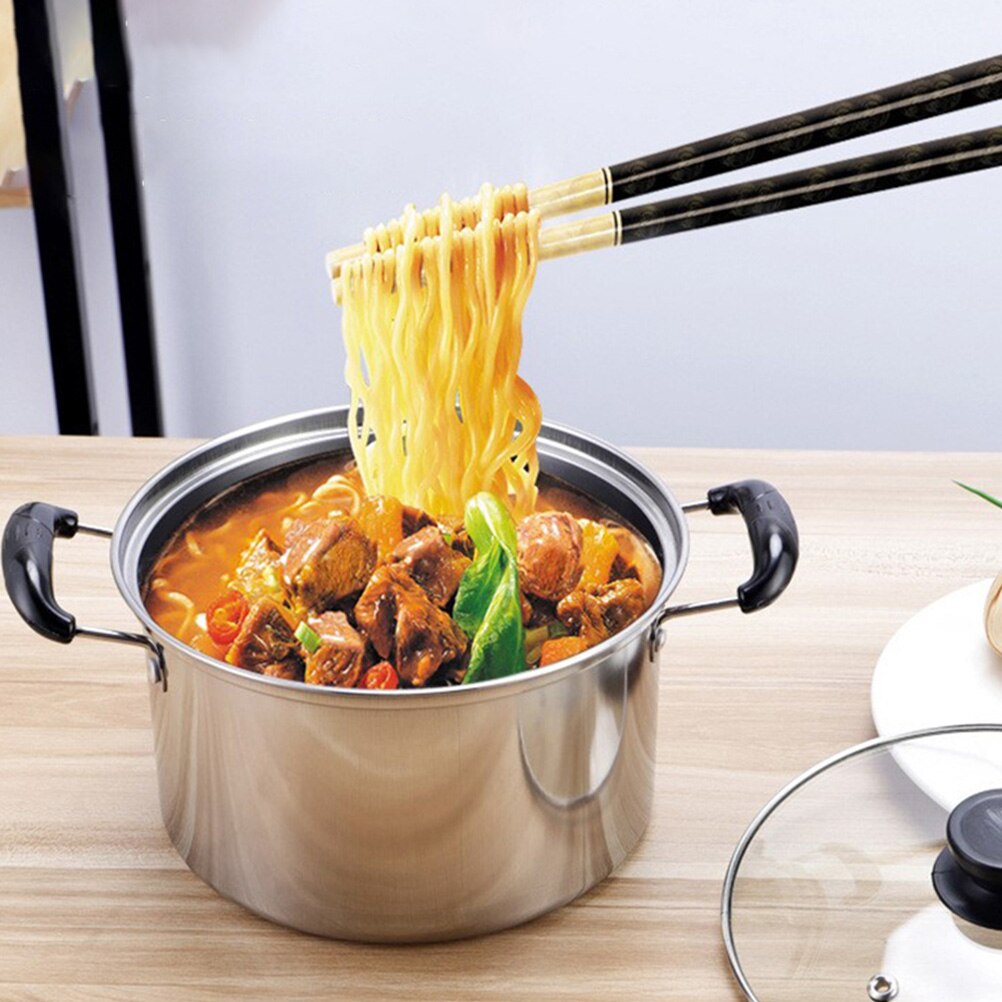 1pc Stainless Steel Soup Pot Multifunctional Pot Practical Pot with Glass Lid