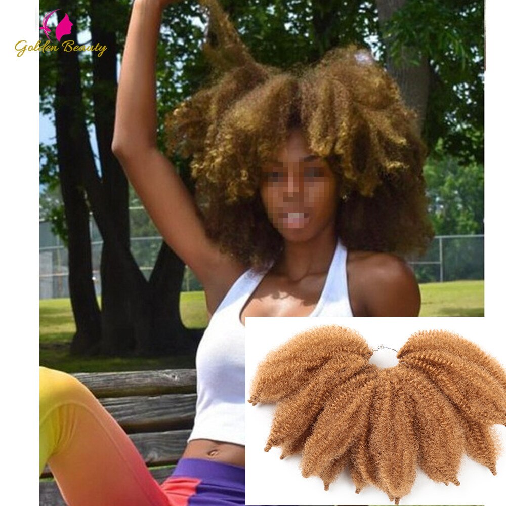 La belleza de oro 8 "sintético Crochet trenzas Marley pelo 14 raíces/pc suave Afro cabello torzado trenzado extensiones de fibras de alta temperatura