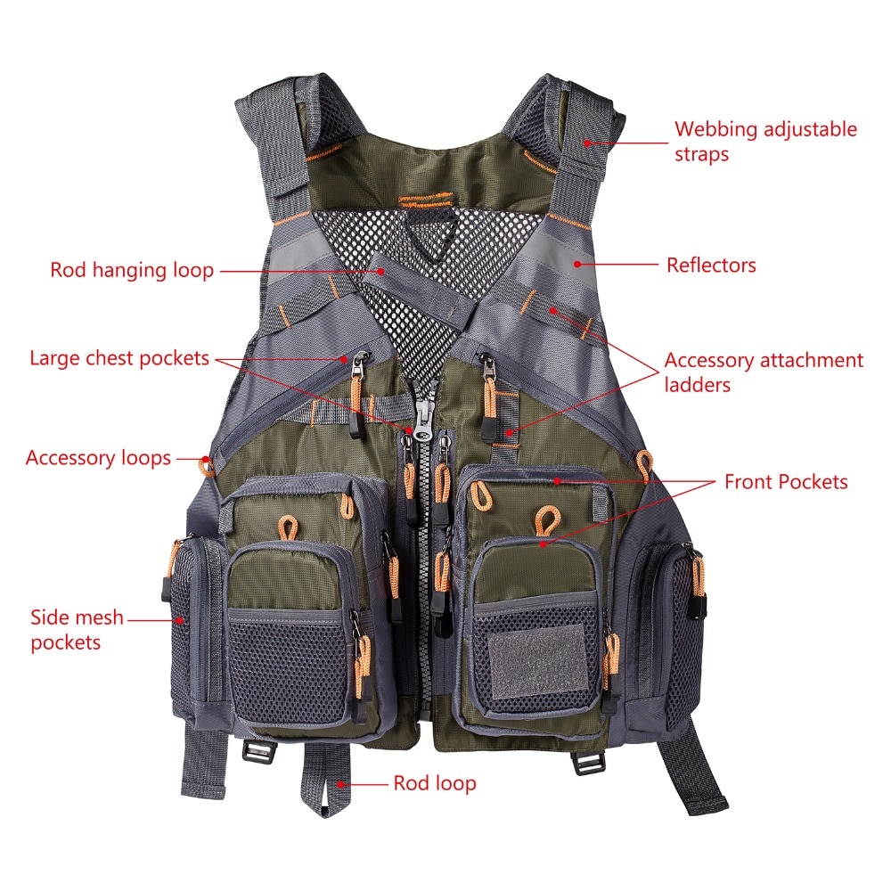 Bassdash Ademend Vissen Vest Outdoor Sport Fly Zwemmen Veiligheid Verstelbare Utility Vest Visgerei Voor Mannen En Vrouwen