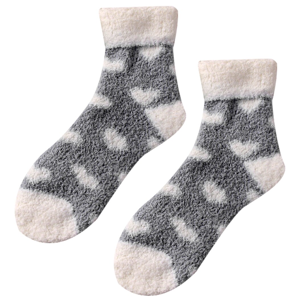 Candy Warm Lady Heart Cute Winter Kawaii Thick Casual Women Socks Fuzzy Fluffy Terry Warm Socks Short Cute Cotton Socks Female: Gray