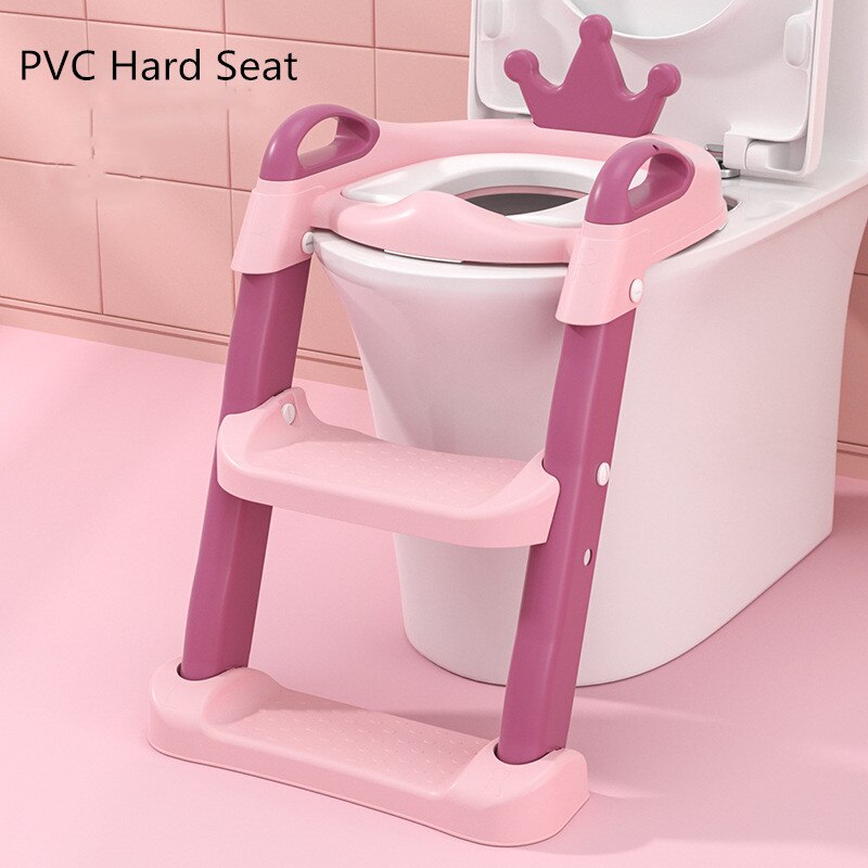 1-10 Years Baby Crown Potty Adjustable Step Stool Ladder Pot Training Chair Toilet Seat Children's Urinal Backrest For Toddlers: PVC Pink Purple