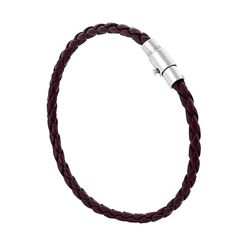 Theeleeshipin mænds armbånd brun sort flettet læder armbånd mænds magnetlås smykker 4 6mm