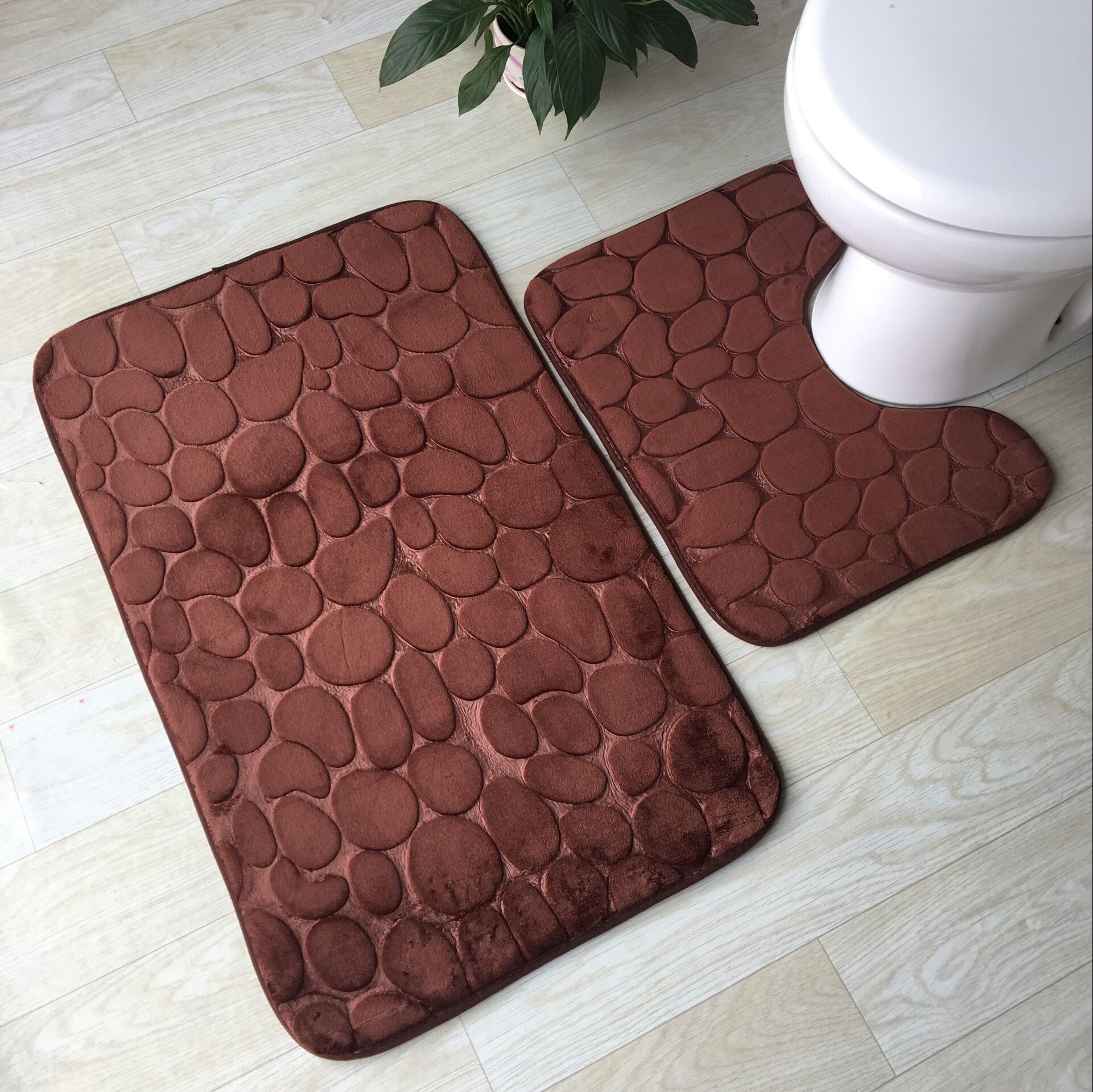 Zeegle Bathroom Mat Set Microfiber Carpet For Bathroom Toilet Lid Cover Bath Mat for Home Decoration Absorbent Bathroom Rugs Set: B-2pcs