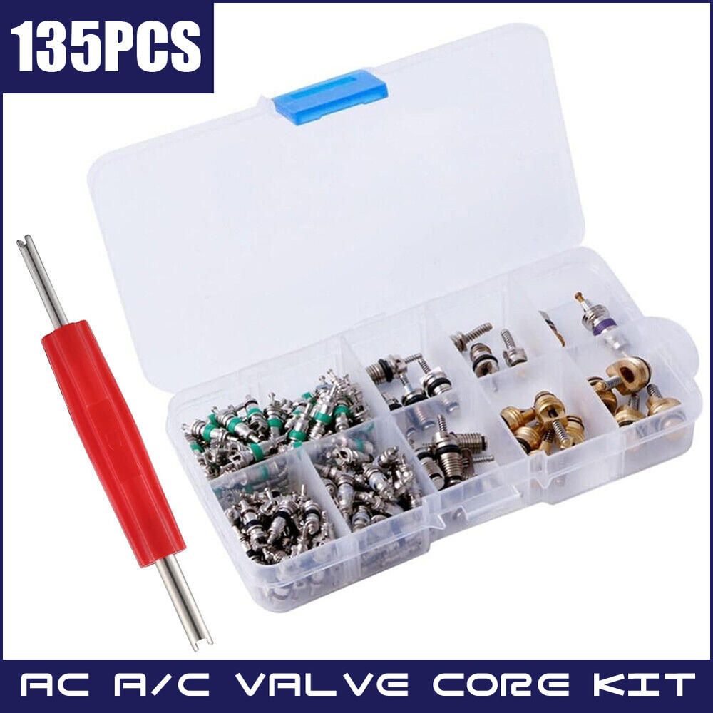 102Pcs Auto Klimaanlage Ventilkerne Sortiment A/C AC Shrader Ventil Core & Werkzeug R134 R12 HVAC ventil Kit Auto Zubehör: Blau