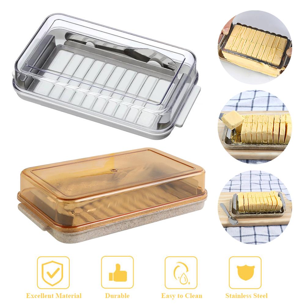 Beurrier en plastique avec couvercle beurre gardien conteneur stockage Cutter trancheuse grand Rectangle conteneur fromage pour le stockage de cuisine