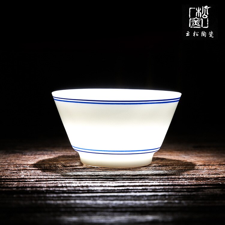 Dehua Ceramic Tea Utensil Hand-Painted Ceramic Whiteware Teacup Drawing Line Single Cup Master Cup Ceramic Teacups: teacup1