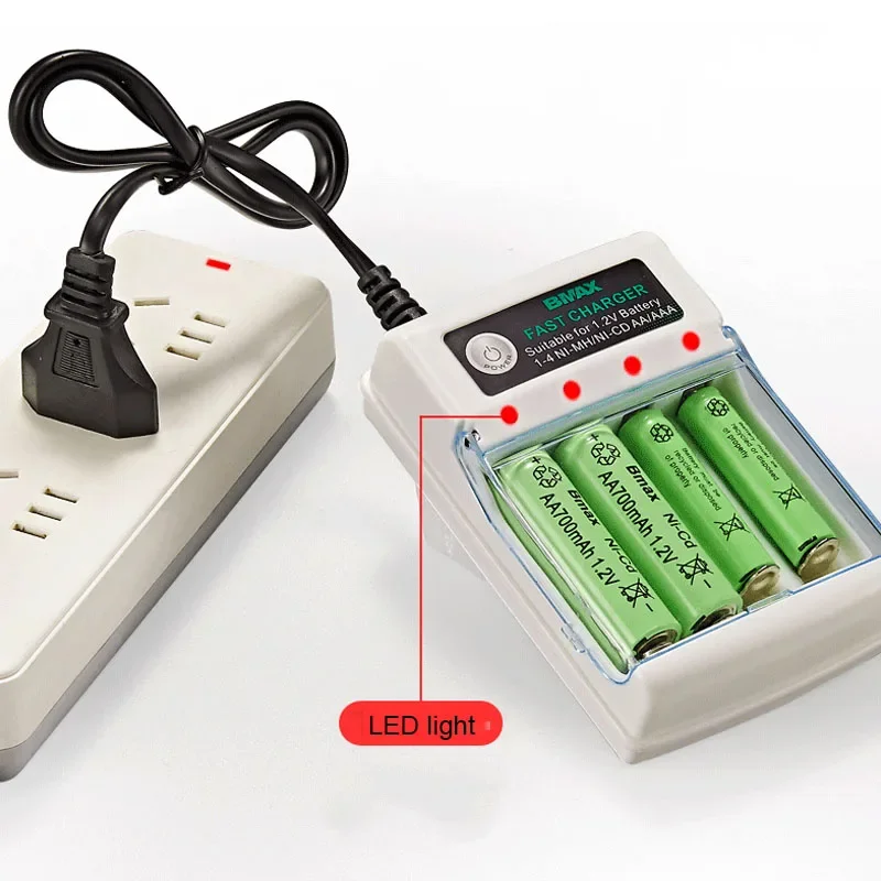Aa/aaa batterioplader 2 4 stik  ac 110v 220v til ni-mh/ni-cd aa aaa opladning 1.2v genopladelige batteriopladere