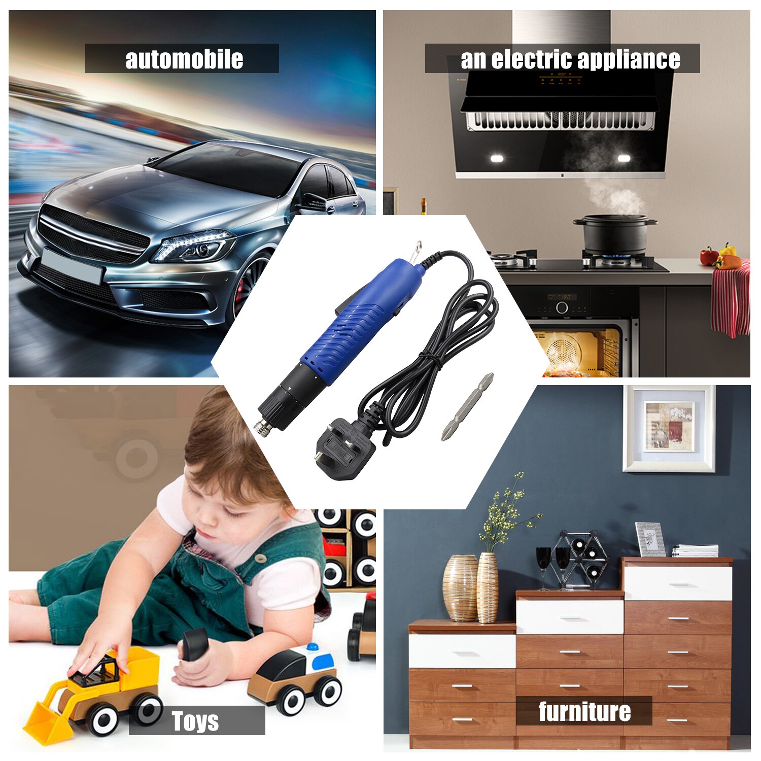 AC 220V Electric Screwdriver Handheld Corded Electric Screw Driver Adjustable Torque 1/4-in Screw Bit Diameter Repair power Tool