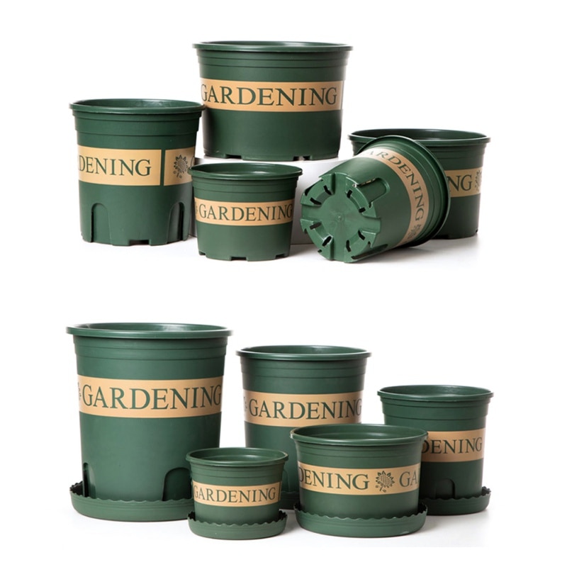 Flower Pots Chunky Root-Controlled Potted Round Rose Black Planting Seedling Thickening Flower Plastic Gallon Pot Bottom Plate