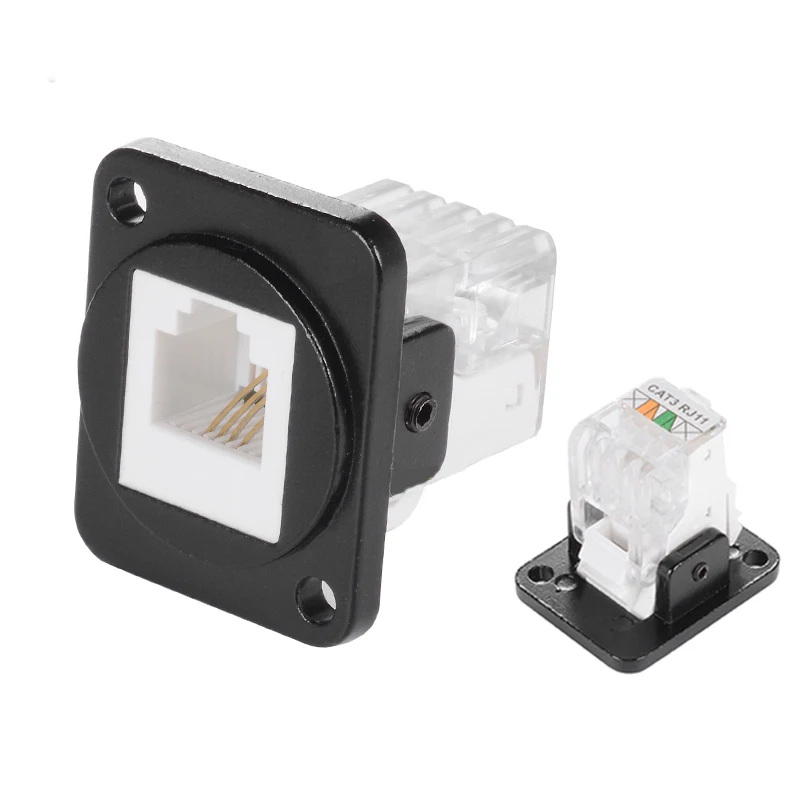 D-typ modul 8 p 8c rj45 kontakt hane hona uttag industrikamera nätverkskommunikation 4 stift  rj11 kat 6a med dammskydd: Blå