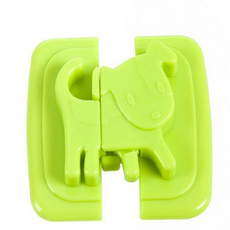 Verrou d&#39;armoire de sécurité pour bébé, en forme de dessin animé, soins pour bébé, produits pour serrure de porte de réfrigérateur: green
