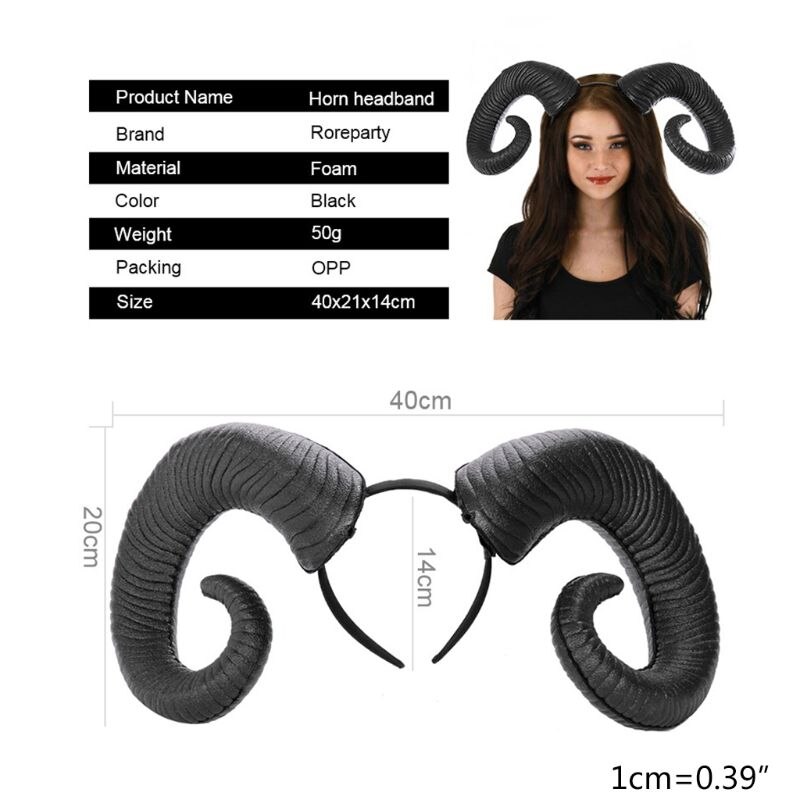 de Halloween divertido buey oveja cuerno diadema desmontable Animal Cosplay Hair Hoop