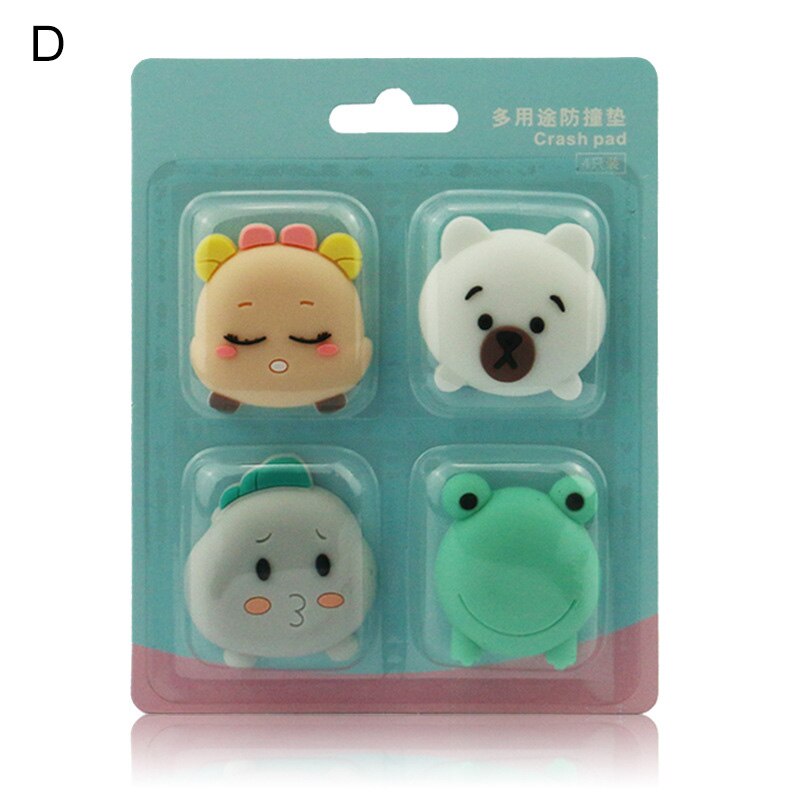 4 sztuk/zestaw samoprzylepne ściany wyciszenie naklejka na ścianę i drzwi silikonowa ochrona na zamek robić drzwi klocki pogrubienie Słodki kreskówka zwierząt zaszokować mata: D